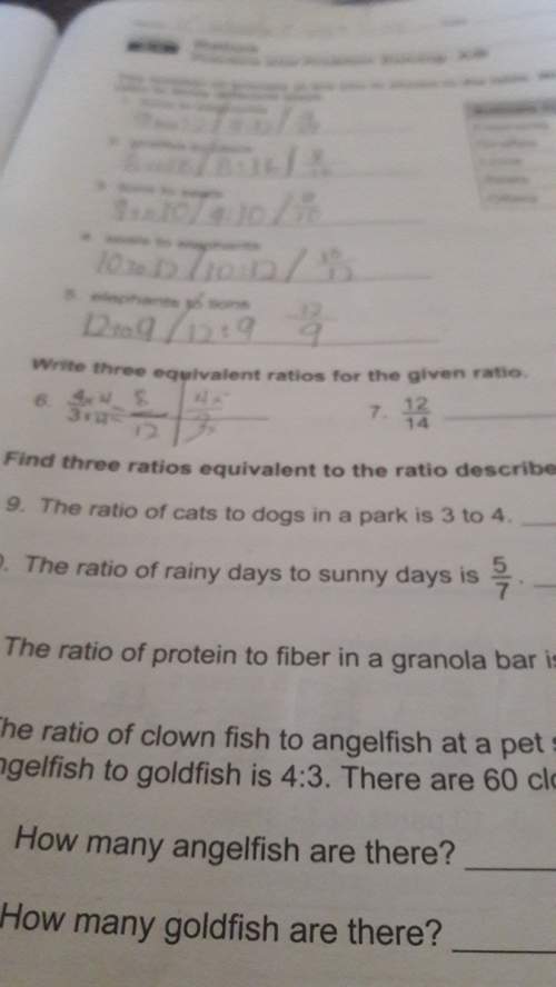 Write 3 equivalent ratios for the given ratio 4/3