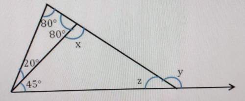 Find x, y and z for the following triangle.  show the steps with details, !