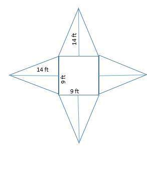 Use the net to find the surface area of the square pyramid. a) 95 ft2  b) 130 ft2