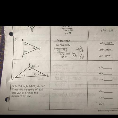 Use each picture or description of a triangle, write and solve an equation in order to find the numb