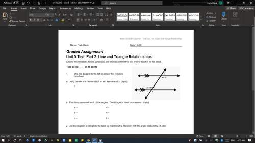 Plz , graded assignment unit 5 test, part 2: line and triangle relationships i only nee