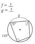 The following quadrilateral is inscribed in the circle. find the missing measures