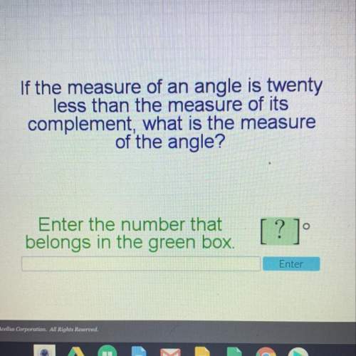 If the measure of an angle is twenty less then the measure of its complement, what is the measure of