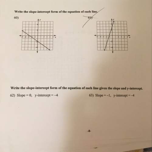 Ineed with question 62.) slope=0, y-intercept=-4