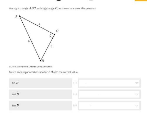 Use right triangle abc, with right angle c, as shown to answer the question. match each trigon