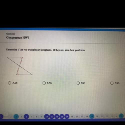 Determine if the two triangles are congruent. if they are, state how you know.