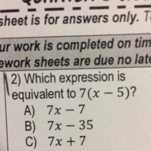 Which expression is equivalent to 7(x-5)