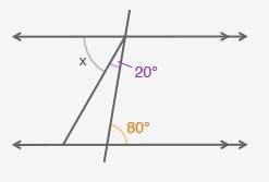 Apair of parallel lines is cut by a transversal:  what is the measure of angle x?