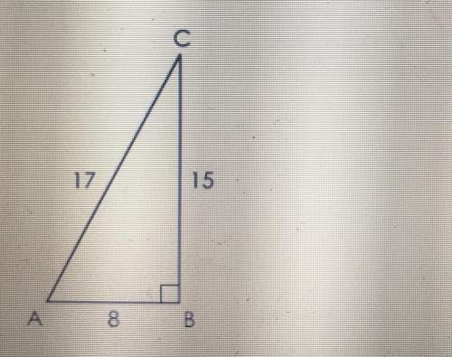 Aright triangle abc is shown. using any trigonometric ratio, find the measure of angle c to the near