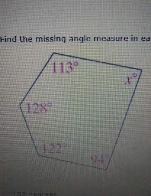 Find the missing angle measure in this figure a.) 103 degrees b.) 93 degrees c.)113 degrees d.) 83 d