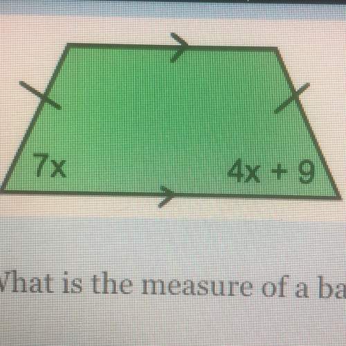 What is the measure of a base angle in this figure?  a.41 b.21 c.31 d5