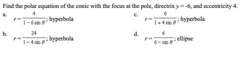 Find the polar equation of the conic with the focus at the pole, directrix y = -6, and eccentricity