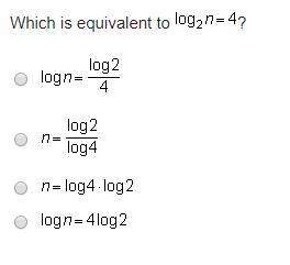 Which is equivalent to log_2 n = 4?