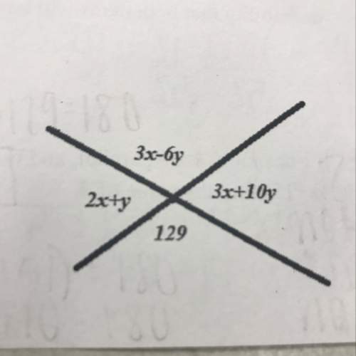 Find the values of x and y for the two intersecting lines.