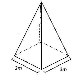 Find the volume of this square pyramid, given that its height is 8 m.  a) 24 m3. &lt;
