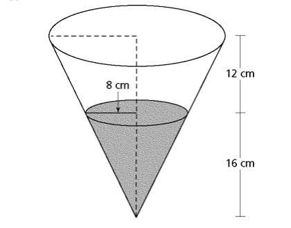 1. what is the radius of the top of the cup? explain your reasoning. 2. what is the vol