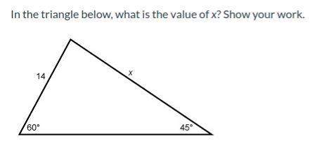 10 points!  in the triangle below, what is the value of x? show your work.
