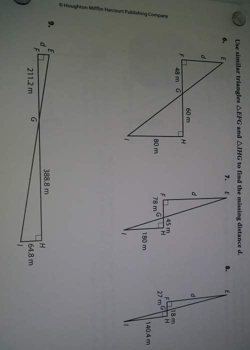 Use similar triangles efg and ihg to find the missing distance d.