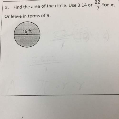 Find the area of the circle. use 3.14 or 22/7 for pi. or leave in terms of pi