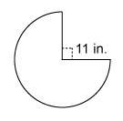 This partial circle has a radius of 11 inches. what is the area of this figure?