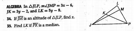 If jm is an altitude of triangle jlp, find x.