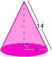 What is the surface area of the right cone below?  a. 176pi units^2 b. 896pi units