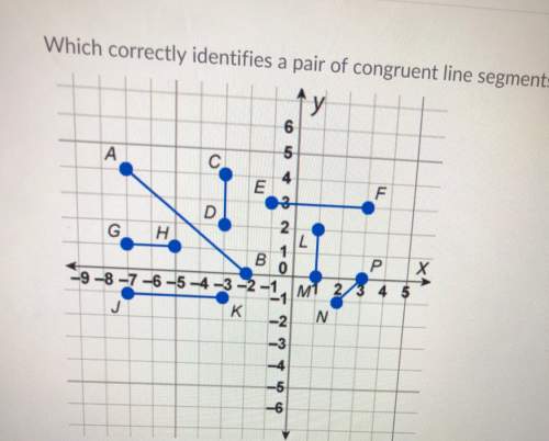 Which correctly identify a pair of congruent line segments? a)gh and jk b)gh and lm c)lm and np d)