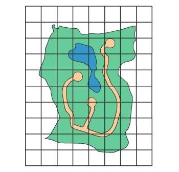 Each square on the grid represents 1 km2. what is the approximate area of this park?