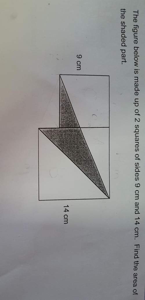 The figure below is made up of squares of sides 9 cm and 14 cm.find the area of the shaded part.