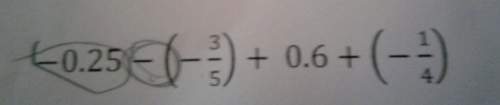 What is the value of the expression below ? -0.25-(3/5)+0.6+(-1/4)