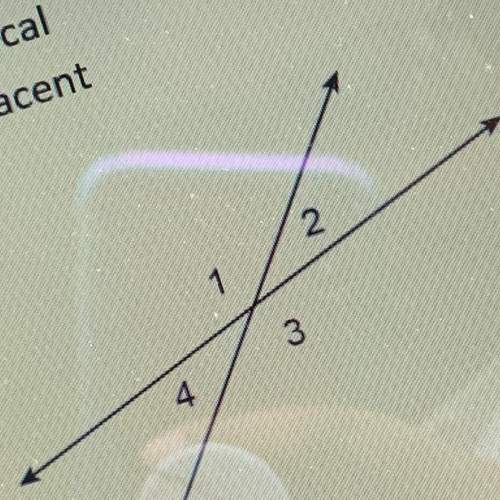 What type of angle is this?  a. linear pair  b. vertical  c. adjacent