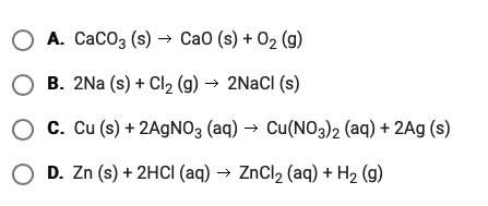 Which one of the following is an example of a decomposition reaction?