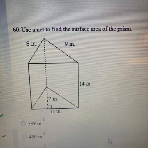 Use a net to find the surface area of the prism  a. 539 in b. 469 in c. 315 in