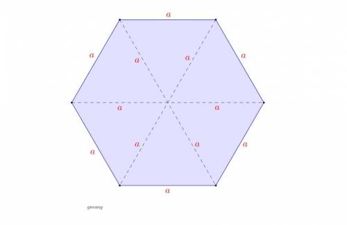 Find the area of the regular hexagon if a side is 20 cm.