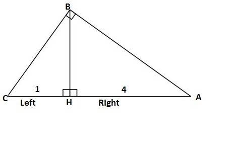 In triangle △abc, ∠abc=90°, bh is an altitude. find the missing lengths. ah=4 and hc=1, find bh.