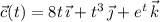 \vec c(t)=8t\,\vec\imath+t^3\,\vec\jmath+e^t\,\vec k