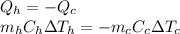 Q_h = -Q_c\\m_h C_h \Delta T_h = -m_c C_c \Delta T_c