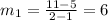 m_1=\frac{11-5}{2-1}=6