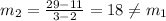 m_2=\frac{29-11}{3-2}=18\neq m_1