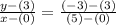 \frac{y - (3)}{x - (0)} = \frac{( - 3) - (3)}{(5) - (0)}