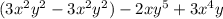 (3x^{2}y^{2}-3x^{2}y^{2})-2xy^{5}+3x^{4}y