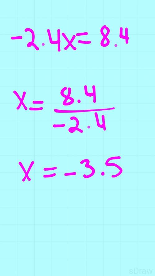 What is the value of x in the expression -2.4x=8.4