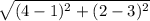 \sqrt{(4-1)^2+(2-3)^2 }