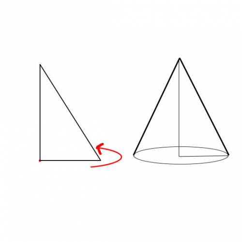 Which two-dimensional figure will create a cone with a radius of 3.5 and a height of 7?