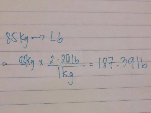 Using the table on the right, complete each unit conversion by typing in the correct answer. 85.0 kg