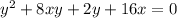 y^{2}+8xy+2y+16x=0