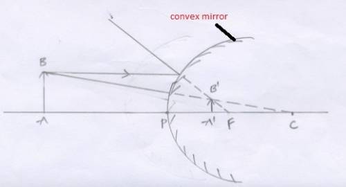 The linear magnification produced by a spherical mirror is +1/3. analysing this value. (i) state the