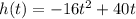 h(t) = -16t^2+40t