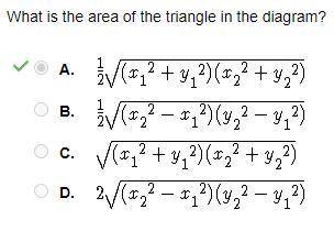 Select the correct answer. what is the area of the triangle in the diagram?  a. b. c. d.