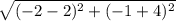 \sqrt{(-2-2)^{2}+(-1+4)^{2}  }